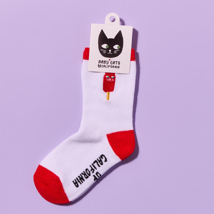 KIDS Embroidered Catsicle Socks