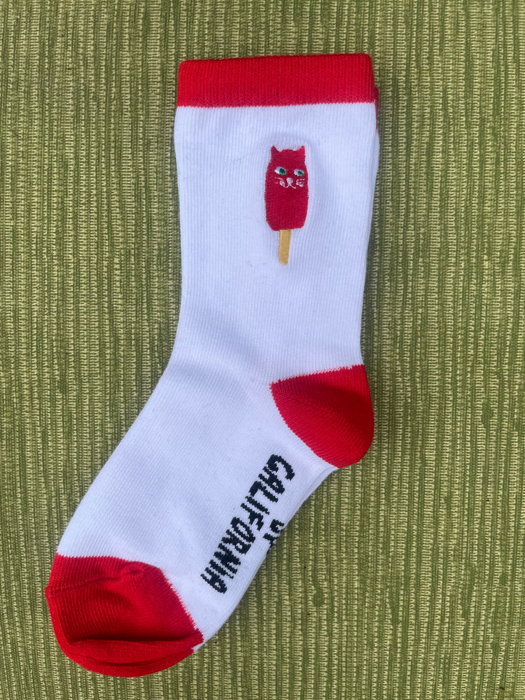 KIDS Embroidered Catsicle Socks