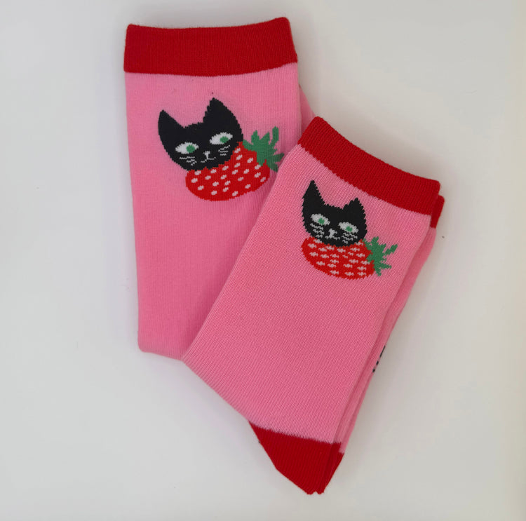 KIDS Strawberry Cat Socks