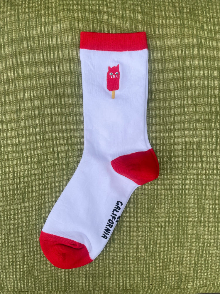 Adult Embroidered Catsicle Socks