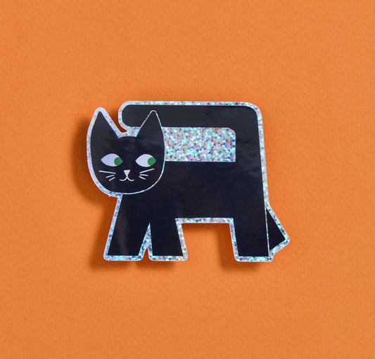 Black Cat Glitter Sticker