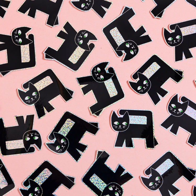 Black Cat Glitter Sticker