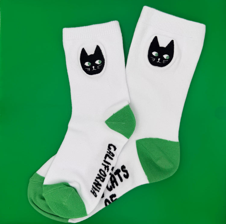 KIDS Embroidered Black Cat Socks
