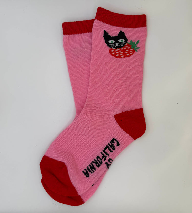 KIDS Strawberry Cat Socks