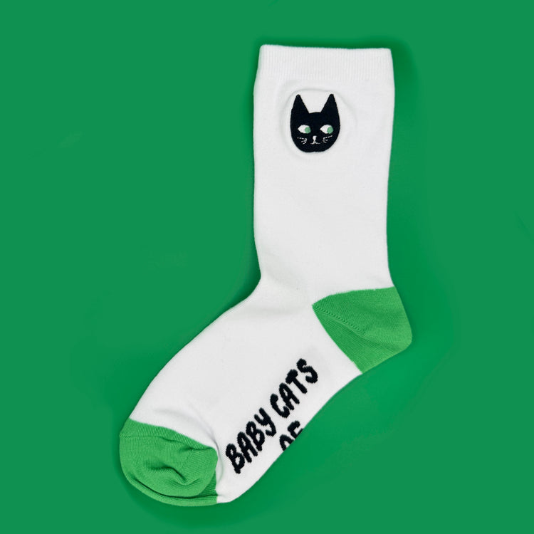 KIDS Embroidered Black Cat Socks